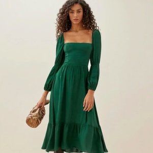 Reformation Mica Midi Dress in Emerald